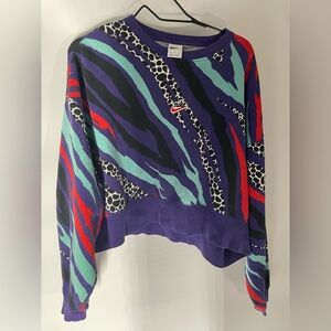 Nike Multicolor Animal Print Cropped Crewneck